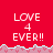 Red background with white pixelated text 'LOVE 4 EVER!!' repeated across multiple , each featuring a light blue and pink wavy border