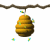 Animated contact sheet of a bee hive icon showing sequential frame changes with bees flying around it, displayed on a white background with gray transparency indicator.