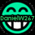 Two pixelated teal smiley faces with white teeth on black background, one displaying 'DanielW267' text over its mouth and the other showing it above.