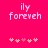 Pixelated pink background with white text 'ily foreveh' and five pink hearts below, showing animation where the middle heart changes color from light pink to darker pink.