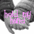 A grayscale image of two hands holding each other with pink text overlays reading 'hold my hand', 'and never', and 'LET GO' across four
