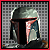 Pixelated image of a helmet with dark green and light gray sections, red trim, and a black face opening against a grid background.