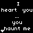 Pixel art animation of repeated text and symbols on a black background with gray corner, showing sequential changes in star-like symbols near 'haunt me' phrases.