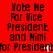 Red background with black pixelated text repeating 'Vote Me For Vice President, and Mimi' in a pattern across multiple