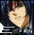 Pixelated anime-style character with dark blue hair and red streaks, wearing a light-colored shirt, displayed in a of identical frames with 'FAN' text below