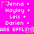 Pixelated text on bright pink background lists names and 'ARE BFFLS!' with yellow star accents, arranged in repeating