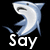 Pixelated shark icon with three text variations: 'Say', 'What', and '???', each on a black background.
