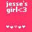 Pixelated text 'jesse's girl<3' on bright pink background with five white-and-pink heart symbols below.