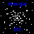 Blue text 'Margie' appears above and below a central white pixel cluster on black background, with blue '[=]' symbols between them.