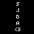 Pixelated of white text characters on black background with pink rectangular overlays in three positions