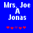 Blue background with white pixelated text reading "Mrs. Joe A Jonas" and red star-like symbols below, showing two animation frames with one symbol changing color.