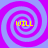 Four identical spiral patterns with yellow text "WILL" at their centers on a purple background.