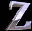 A metallic silver Z character with a glossy finish appears in multiple variations across a black background, showing subtle differences in lighting and perspective.