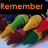 six showing a static background of colorful crayons with overlaid text changing