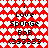 Red background with white heart pattern, black text reading 'i Love SpongeBob 033333' repeated in two
