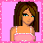 Pixel art contact sheet showing a female character in pink and brown attire across four frames with the word 'PINK' displayed.