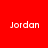 Red background with white text 'Jordan' repeated in a pattern, partially obscured by gray rectangle