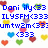 Pixelated blue text overlays a white background with scattered multicolored heart shapes in red, blue, green, yellow, and purple.