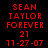 Red pixelated text on black background with yellow highlight bars shifting , displaying 'SEAN TAYLOR FOREVER 21 11-27-07' in three