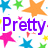 Pixelated graphic with colorful stars surrounding purple text reading "Pretty Stars!" on a white background.