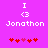 Pixelated icon with pink background showing 'I <3 Jonathon' text and five red hearts, where the third heart is lighter in the second frame.