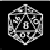A pixelated grayscale icon with a shield-like shape containing a central house symbol and surrounding geometric patterns.
