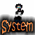 A 2x2 contact sheet of four pixel art frames showing a character above text elements spelling "System Of A Down" with varying characters and symbols in each frame.