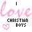 Pink cursive 'lovelove' text repeated across three above black pixelated 'CHRISTIAN BOYS' text with pink heart symbols, on a white background