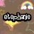 repeated pixel art icons featuring the name 'stephanie' in stylized text above a yellow heart, with rainbow and cloud motifs on a brown background