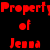 Red pixelated text on black background reads Property of Jenna with distinct letter spacing and blocky font style.