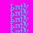 A static image of a with repeating cyan text on a bright pink background, featuring dark purple rectangular blocks