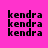 six identical 'kendra' text icons on a pink background, with yellow highlight bars shifting across and in animation