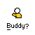 A yellow hand holds a white ball above it, with text labels below showing variations of 'Buddy?' and 'Crackpipe?'.