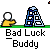 Animated contact sheet showing 14 sequential frames of a pixel art buddy icon featuring a yellow stick figure interacting with blue structures and pink objects against gray and yellow backgrounds.
