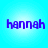 Four identical pixelated text icons reading 'hannah' in blue on a light blue gradient background, arranged in a