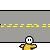 Animated contact sheet showing a yellow stick figure character running across multiple lanes of road with vehicles, including a green truck and blue bus, in various states of collision or near-miss.