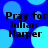 Blue background with light blue circles and repeated black text reading "Pray for Julian Harper" in four quadrants.