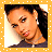 four square with orange borders, each showing a person with dark hair and earrings in different poses against a light background