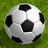 Pixelated soccer ball on green grass background with white text names on maroon background.