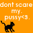 Orange background with white pixelated text and black cat icons in various positions.
