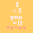 Yellow background with white text "I <3 you =D" and pink asterisks, two versions differ in one central asterisk color.
