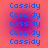 six identical blue 'Cassidy' text blocks on a gradient background shifting from pink to purple, arranged in two and three with no visible animation changes