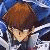 Five pixelated anime-style character portraits arranged in a , with one black displaying white text