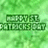 Green pixelated background with two horizontal rows of dark green blocky text, each row containing six distinct characters.