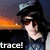 three pixelated images showing a person with dark hair and sunglasses in different poses, each overlaid with the text 'trace!' on black bars