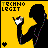 Yellow background with black silhouette of person holding glowing object, text "TECHNO LEGIT" at top left, small white and black symbols in bottom corners.