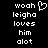 Pixelated white text on black background with a heart symbol replacing the 'o' in 'woah', arranged vertically.