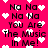 Pixelated text and heart symbols on a bright pink background with animated heart movement.