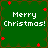 Green background with red star-like shapes and white text reading "Merry Christmas!" in four quadrants.