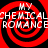 Four identical red and black spiral patterns arranged in a , each containing white text reading "MY CHEMICAL ROMANCE" with "MY" above the band name